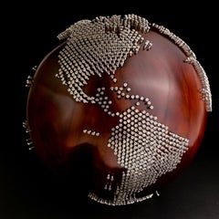 Bolts by Bruno Helgen - Contemporary turning wood globe sculpture 