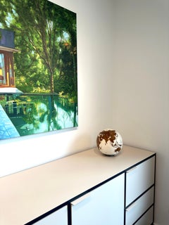 Globetrotter Teak Bruno Helgen Contemporary turning wood globe sculpture