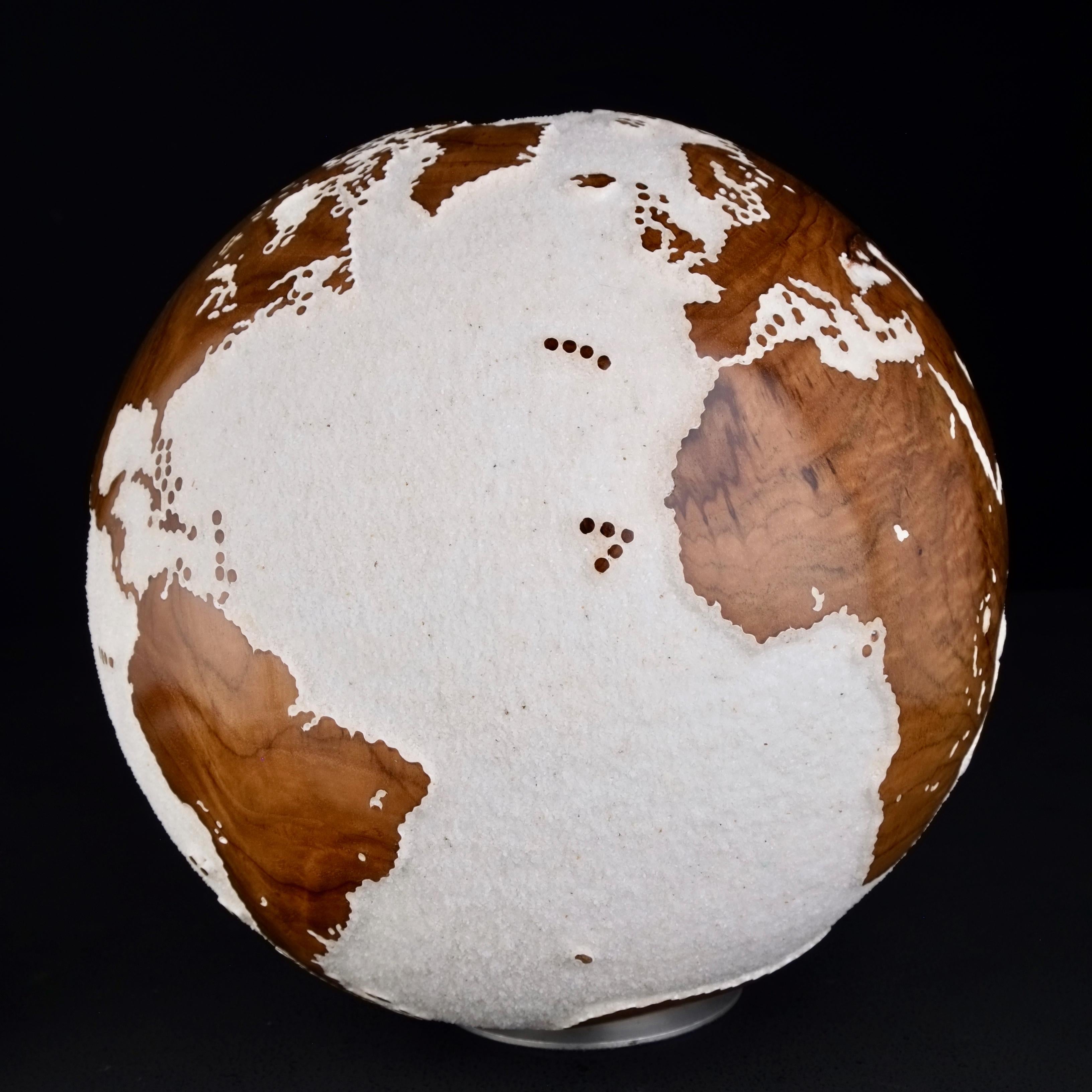 Globetrotter Teak Bruno Helgen Contemporary turning wood globe sculpture  For Sale 8