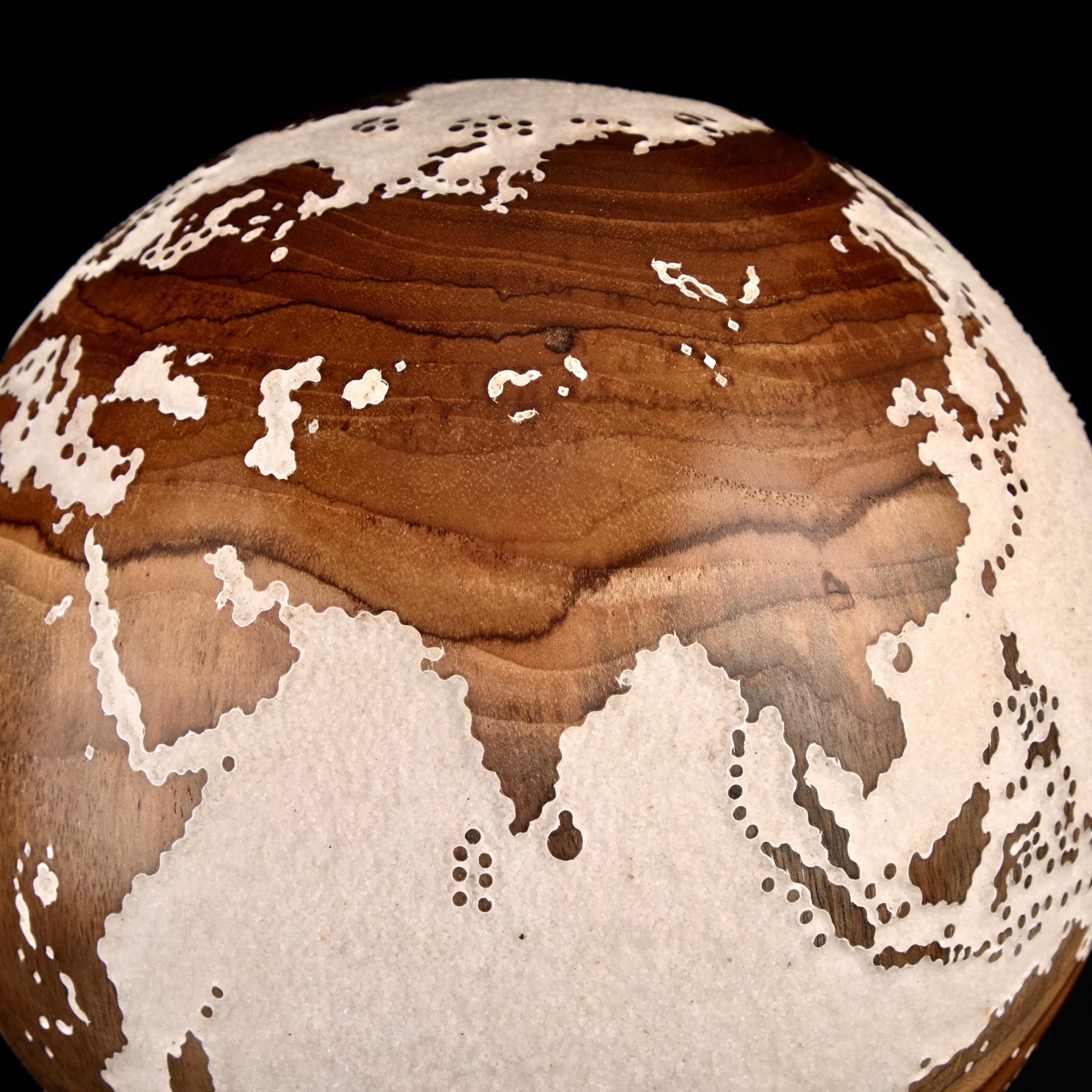 Make a Journey Teak Bruno Helgen Contemporary turning wood globe sculpture  For Sale 14
