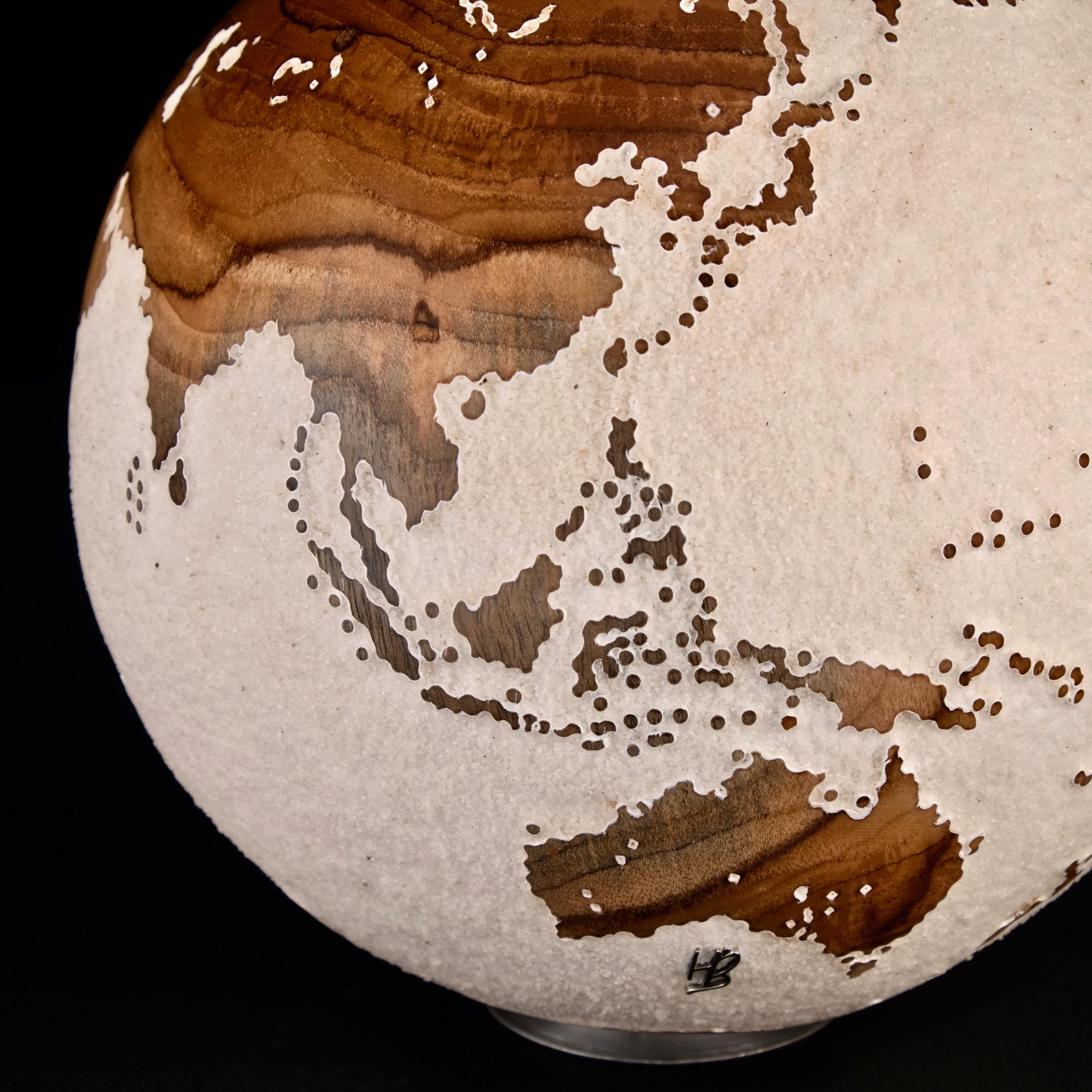 Make a Journey Teak Bruno Helgen Contemporary turning wood globe sculpture  For Sale 15