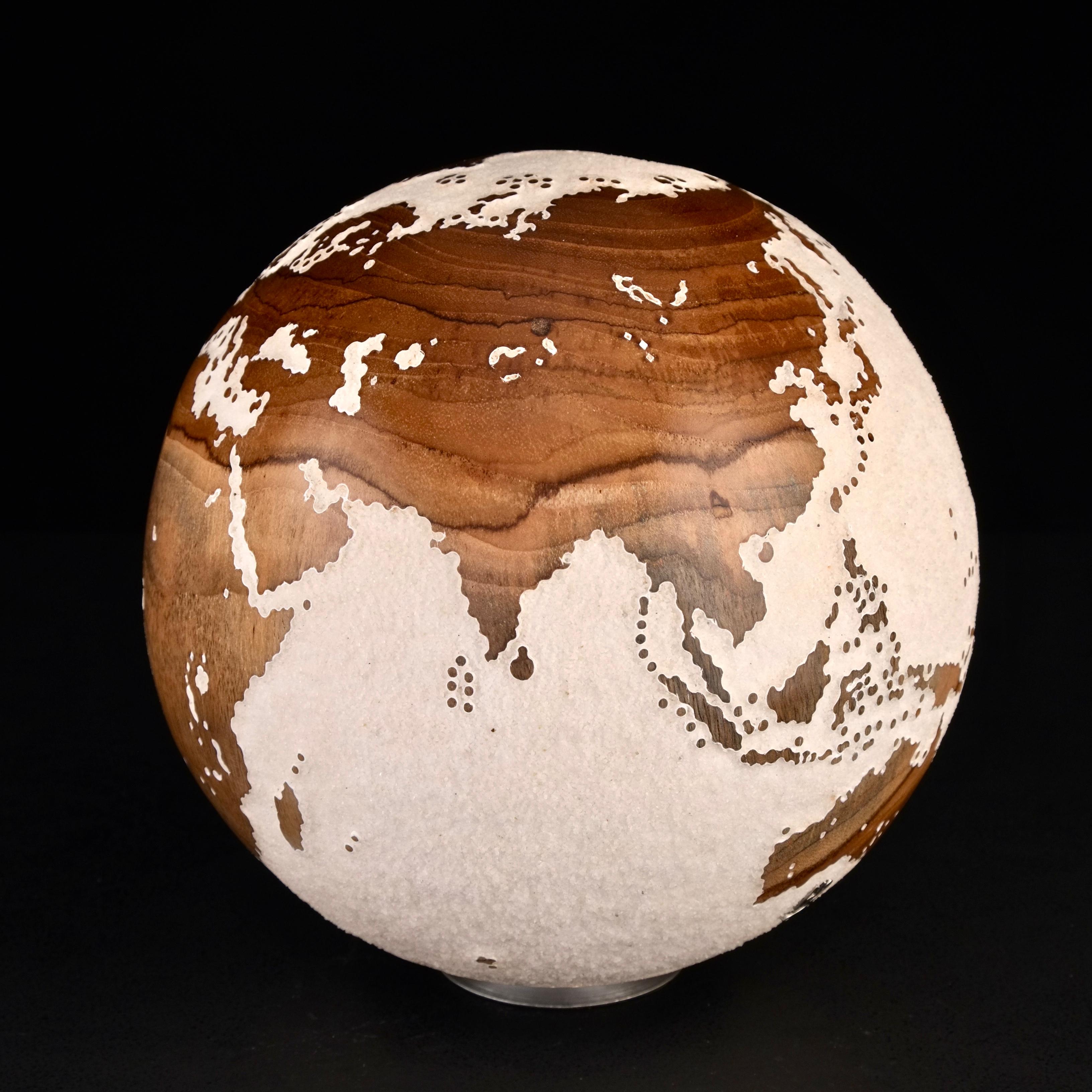 Make a Journey Teck Bruno Helgen Contemporary turning wood globe sculpture  en vente 8
