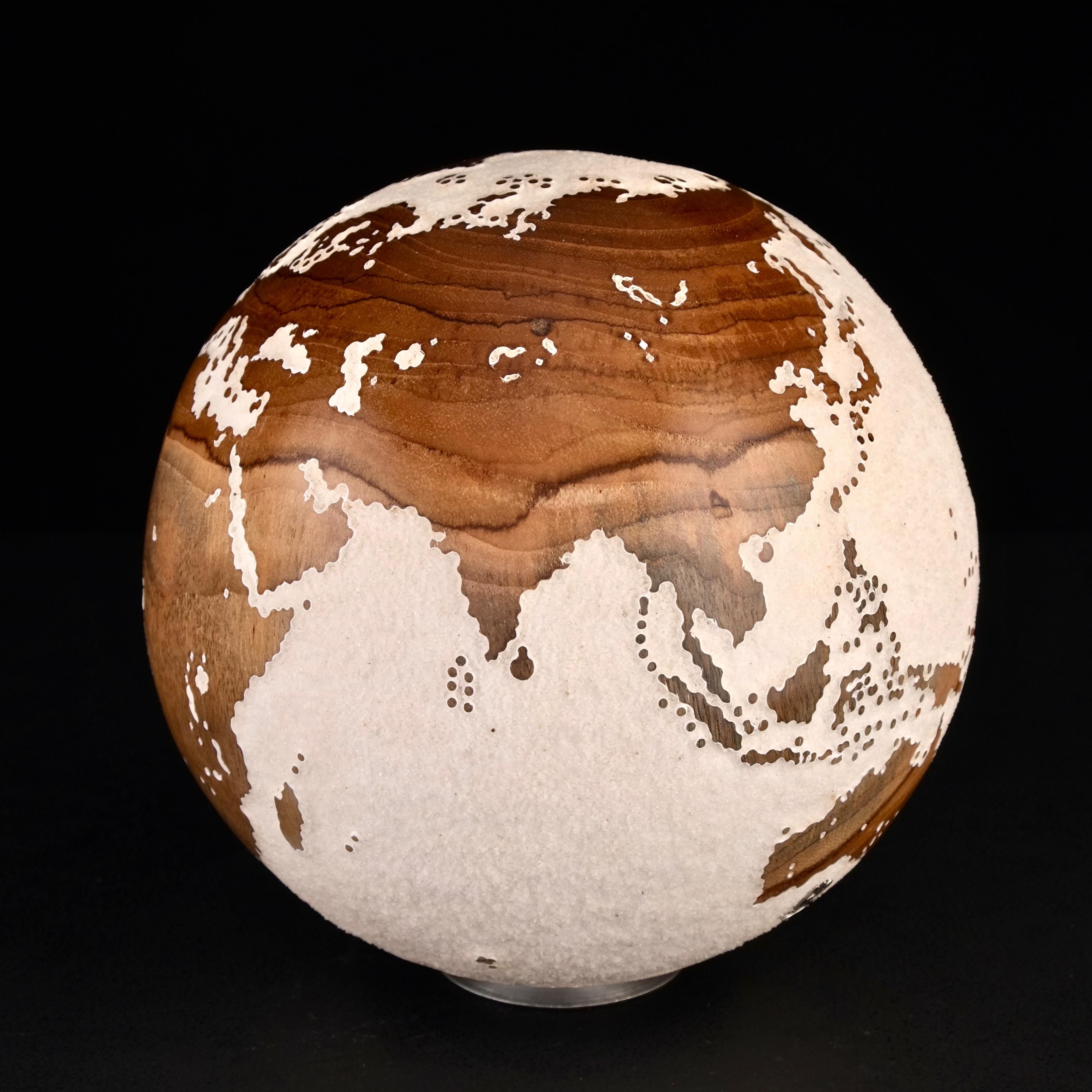 Make a Journey Teak Bruno Helgen Contemporary Drechsler Holzkugel Skulptur im Angebot 8