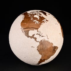 Make a Journey Teck Bruno Helgen Contemporary turning wood globe sculpture 