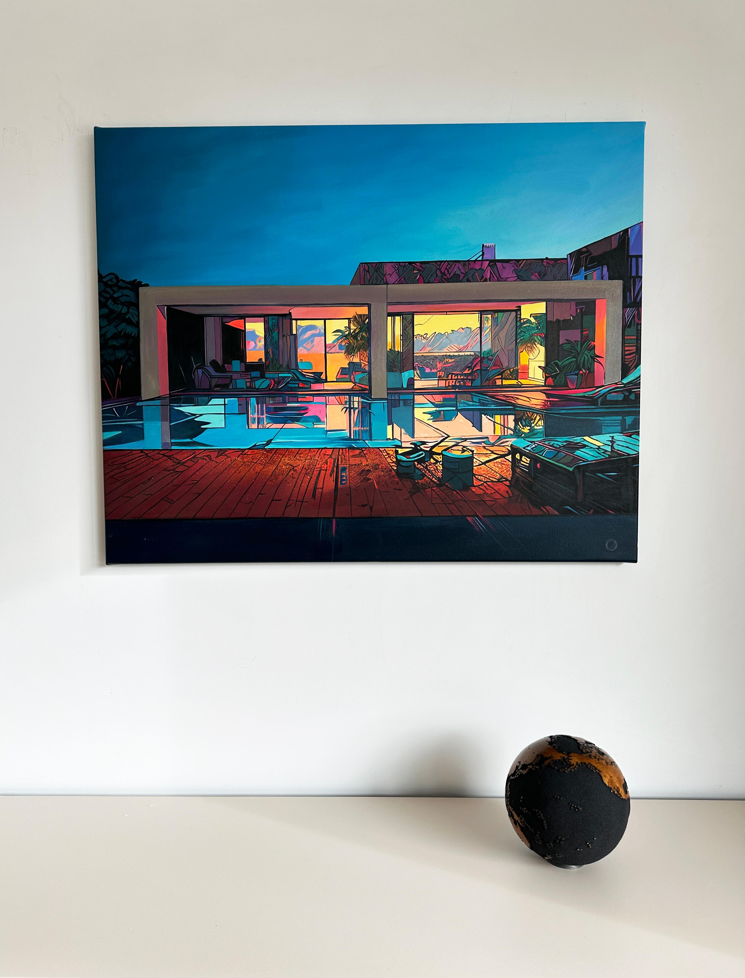 Mitternachtsreise Schwarzer Teakholzkugel von Bruno Helgen – Holzkugelskulptur im Angebot 3