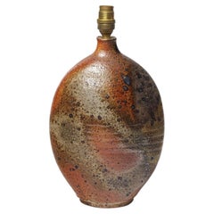 Bruno Hrdy La Borne 20th century brown ceramic table lamp unique piece 1970