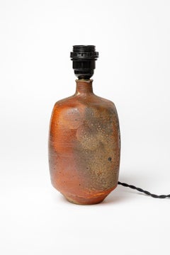 Bruno Hrdy La Borne 20th century design brown stoneware ceramic table lamp 1970