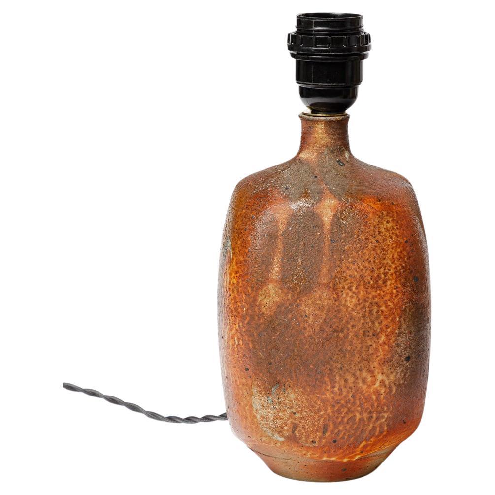 Bruno Hrdy La Borne 20th century design brown stoneware ceramic table lamp 1970 For Sale