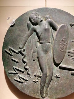 Bassorilievo celebrativo allegorico in bronzo dell'aviazione italiana