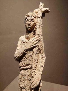 Florentine Figurative Abstract Religious Saint John Terracotta Sculpture 20th