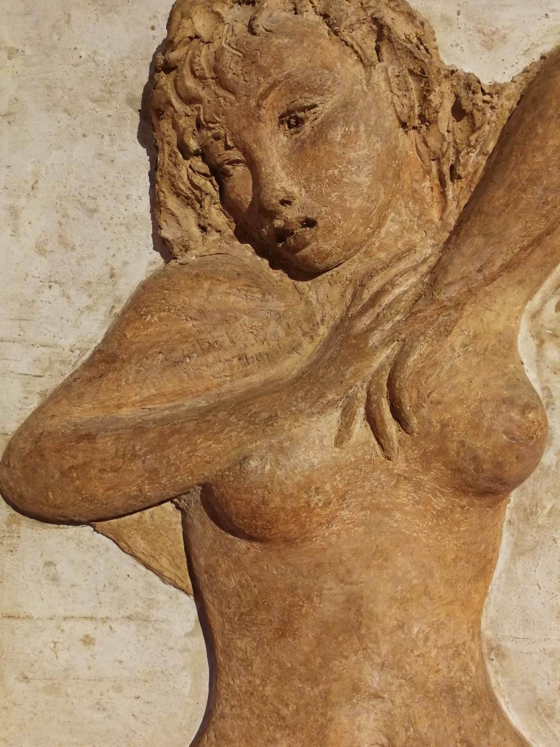 Bruno Innocenti, weiblicher Akt-Skulptur, Relief aus Gipsholz, 20. Jahrhundert im Angebot 2