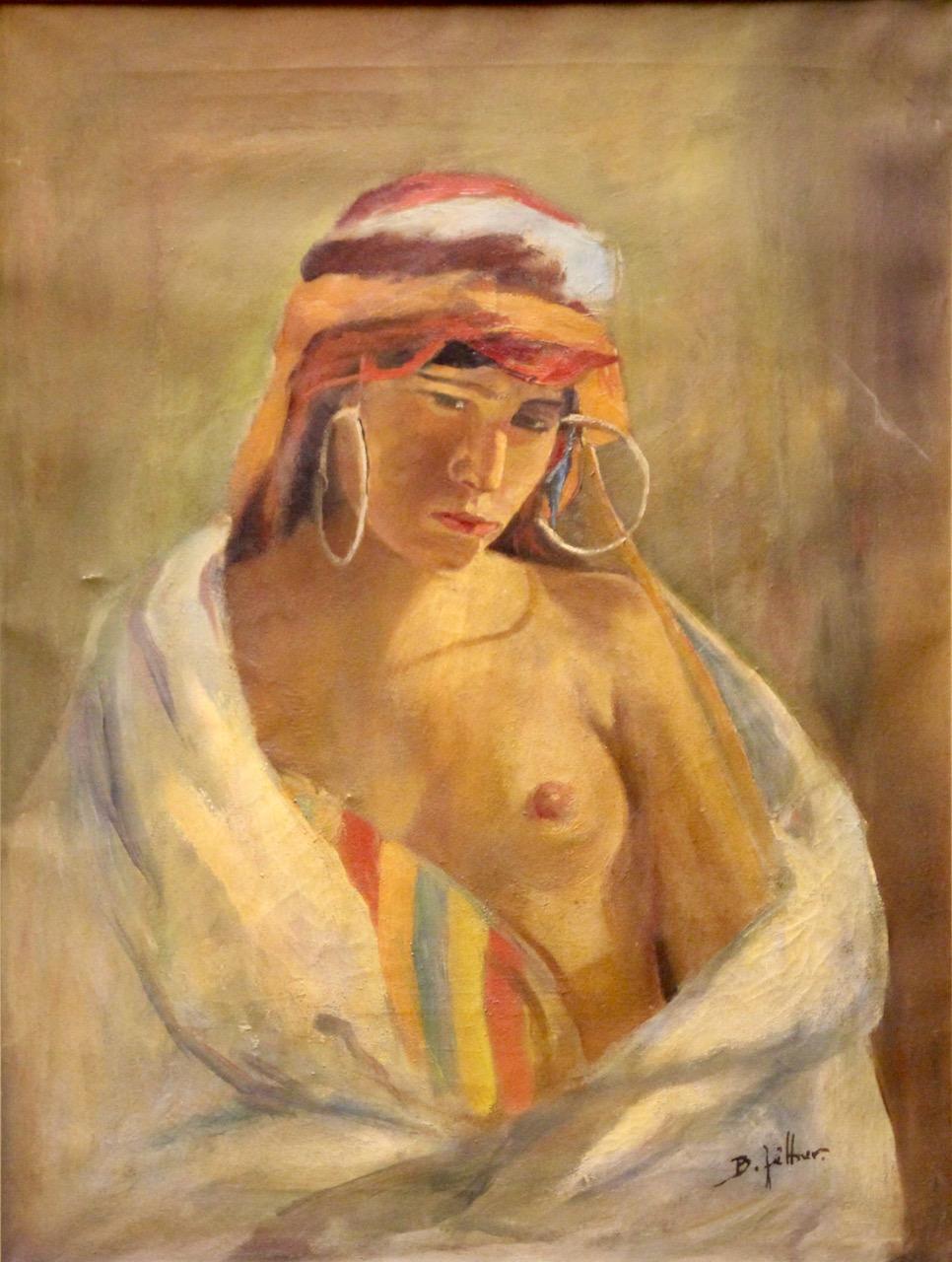 Antikes Ölgemälde, Bruno Jüttner, Akt einer nordafrikanischen jungen Frau im Angebot 2