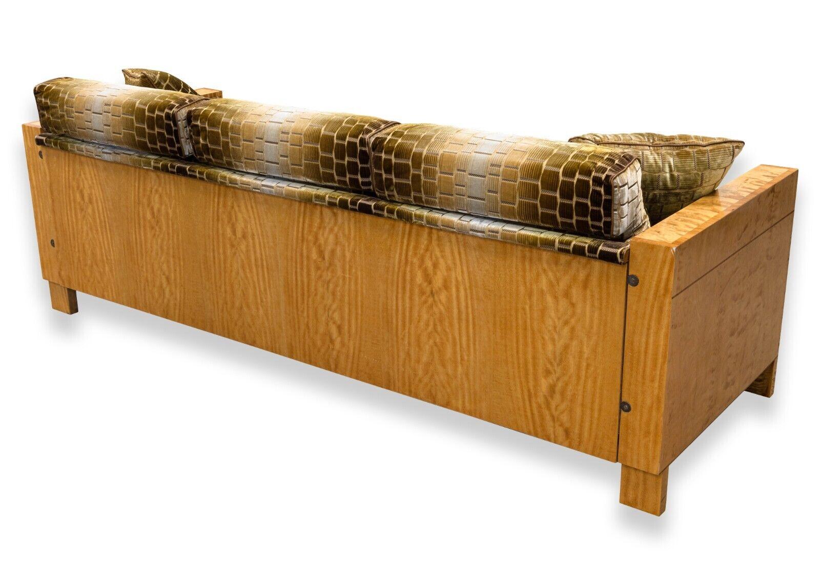 Mid-20th Century Bruno & Karl Mathsson Varnamo 1934 Patent Bird’S-Eye Maple Sofa w/2 Cushion Sets