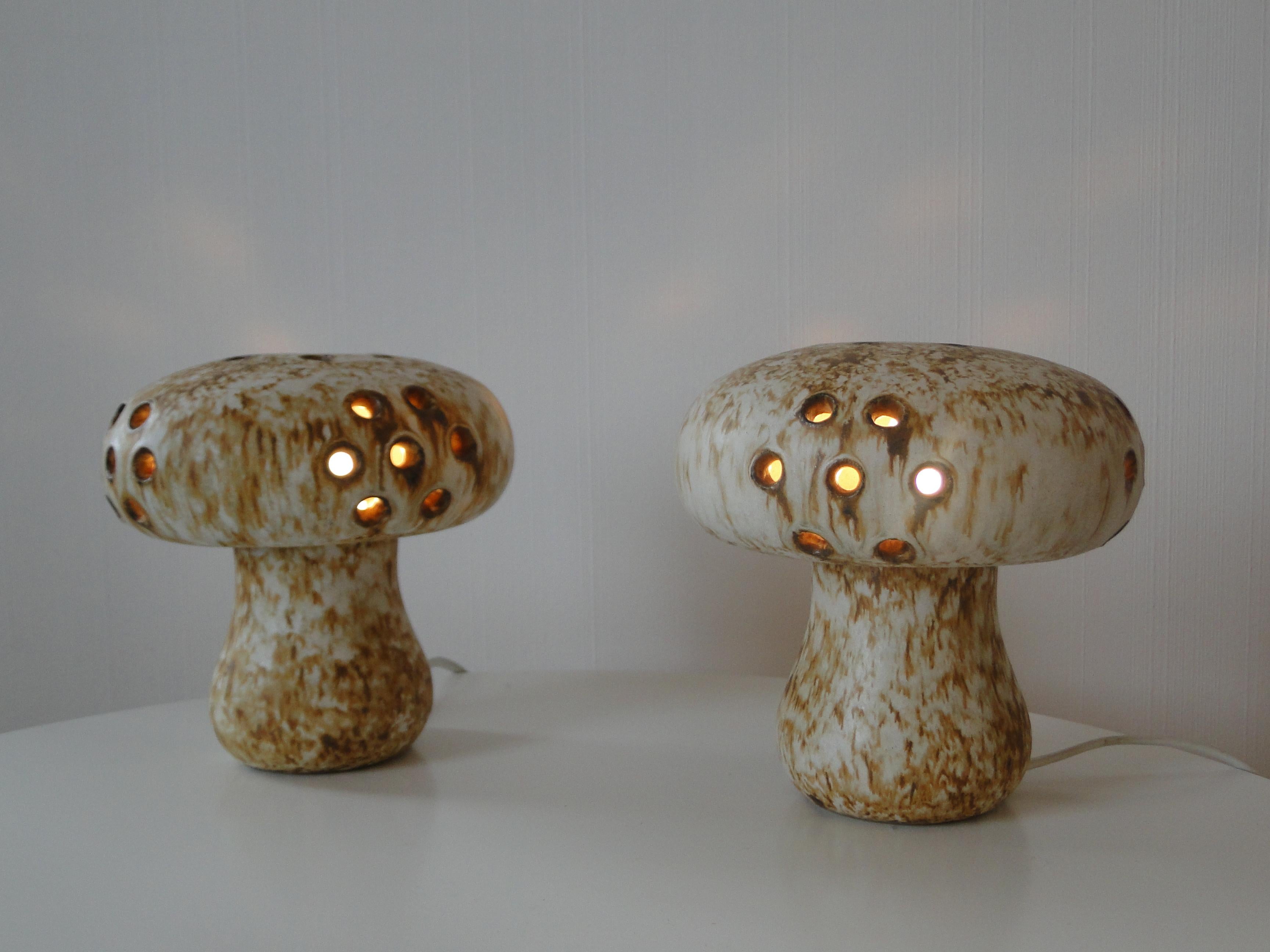 Bruno Karlsson pour Ego - Paire de lampes champignons vintage  4