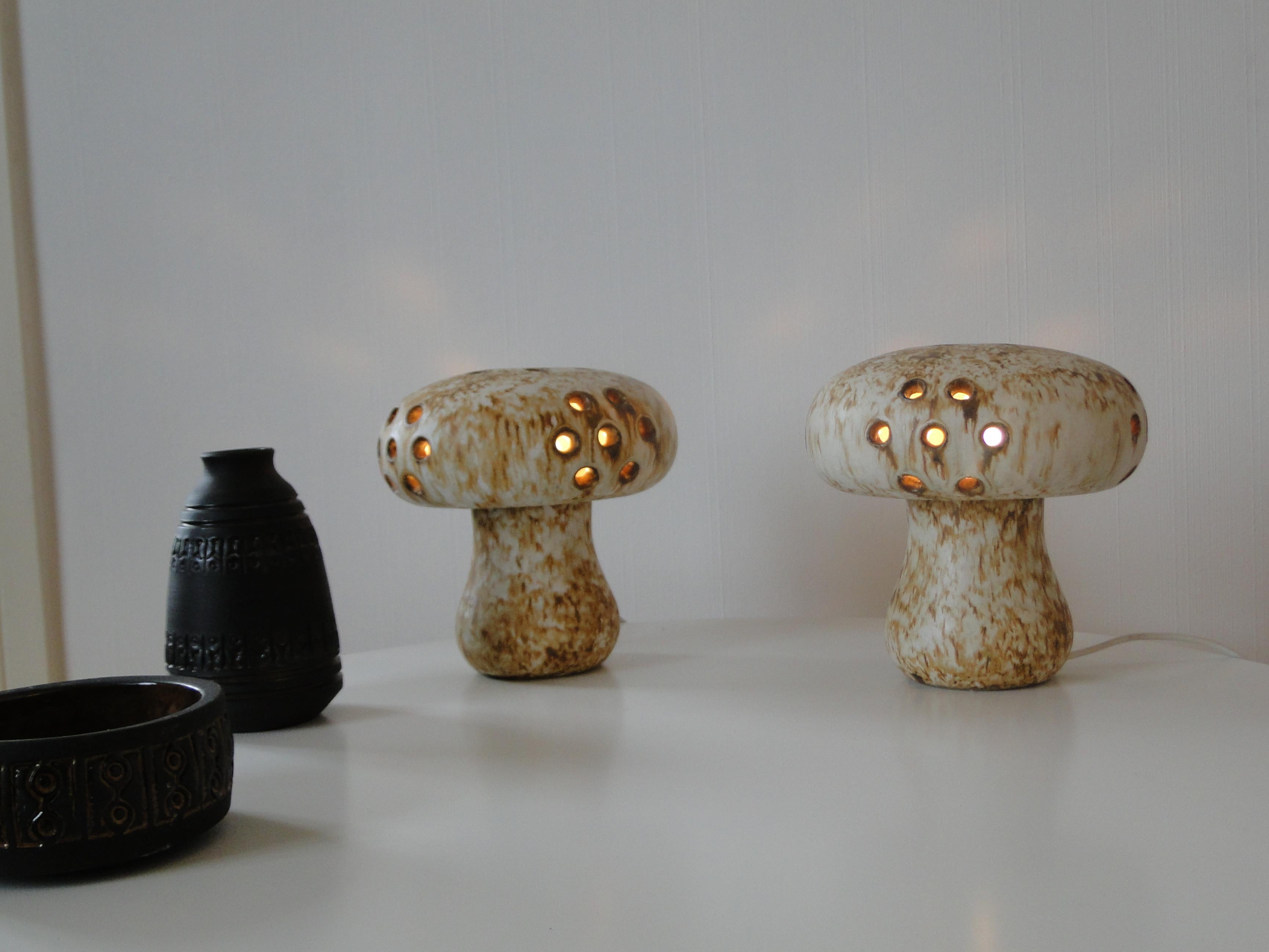 Bruno Karlsson pour Ego - Paire de lampes champignons vintage  1