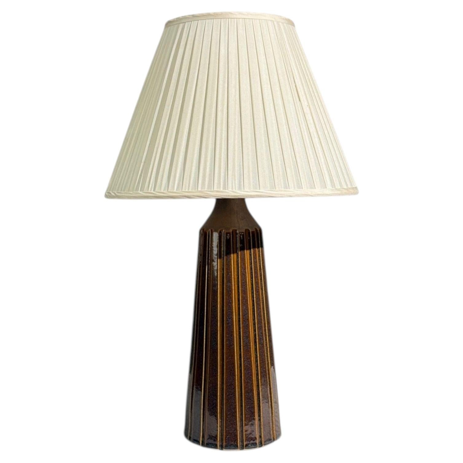 Bruno Karlsson, Large Table Lamp, Brown Stoneware, Sweden, 1960s