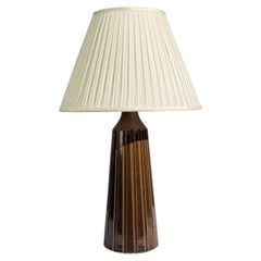 Bruno Karlsson, Large Table Lamp, Brown Stoneware, Sweden, 1960s