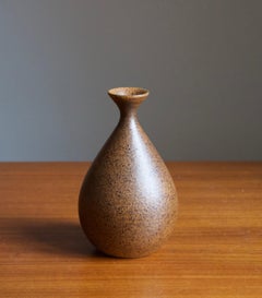 Bruno Karlsson, Small Vase, Brown Stoneware, Studio Ego, Sweden, 1960s