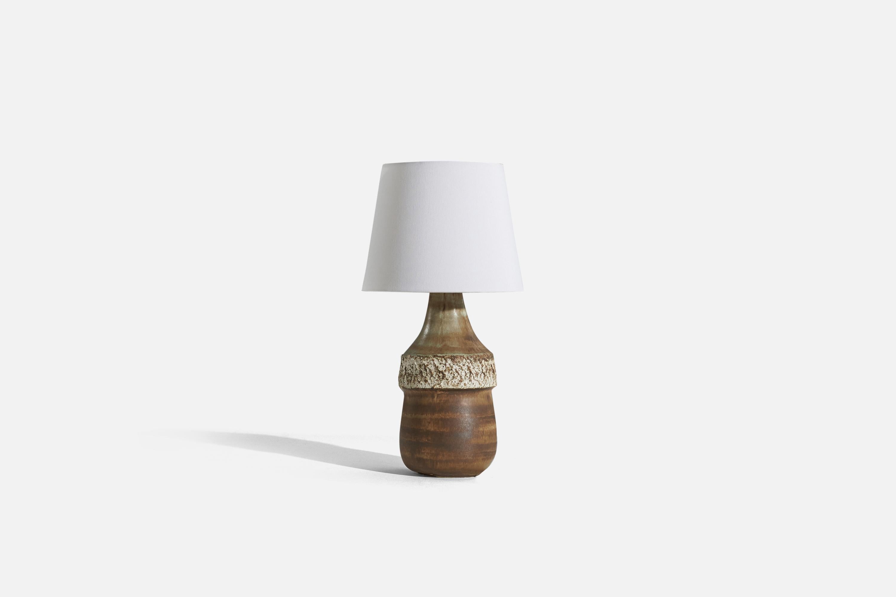 Mid-Century Modern Bruno Karlsson, Table Lamp, Brown-Glazed Stoneware, Studio Ego, Sweden, 1960s For Sale