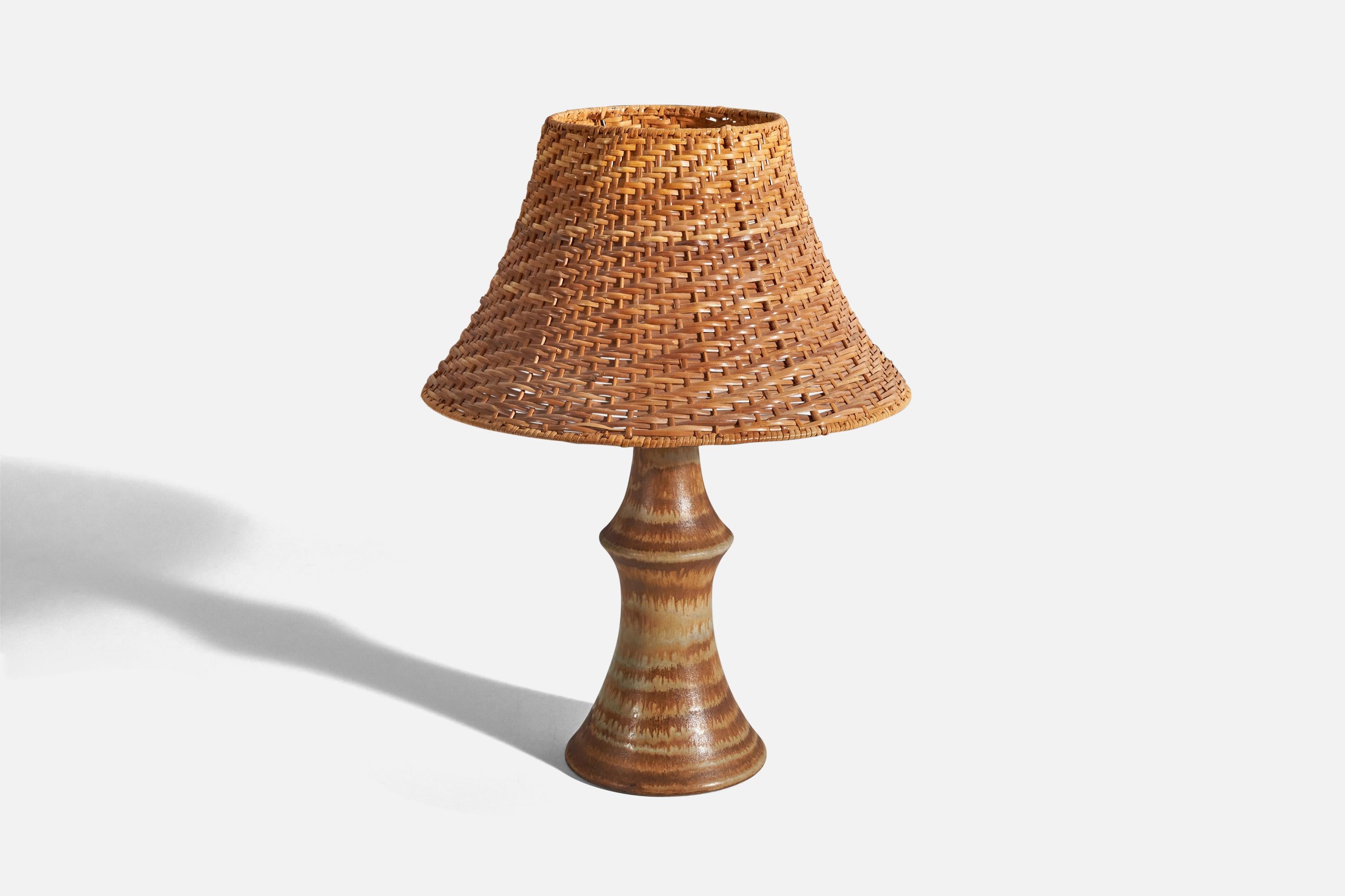 Mid-Century Modern Bruno Karlsson, Table Lamp, Brown-Glazed Stoneware, Studio Ego, Sweden, 1960s For Sale