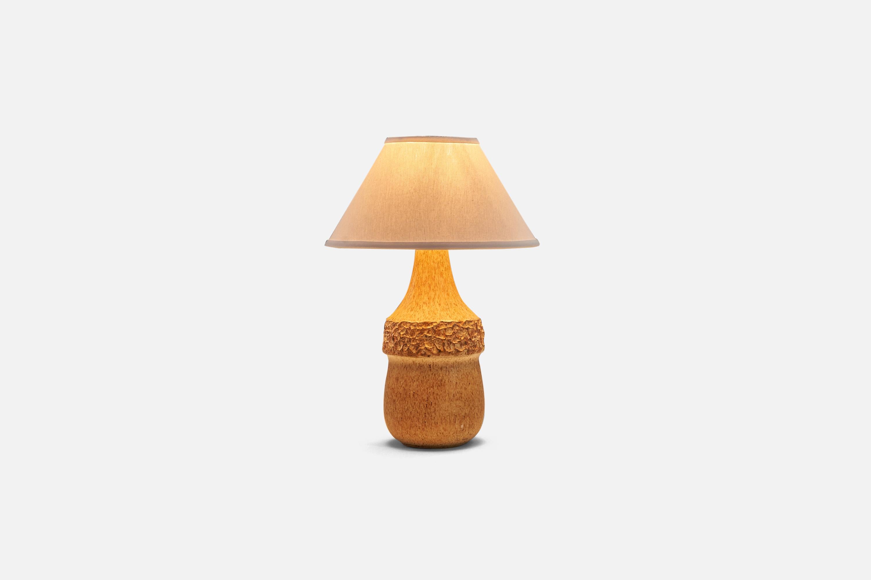 Swedish Bruno Karlsson, Table Lamp, Brown-Glazed Stoneware, Studio Ego, Sweden, 1960s For Sale