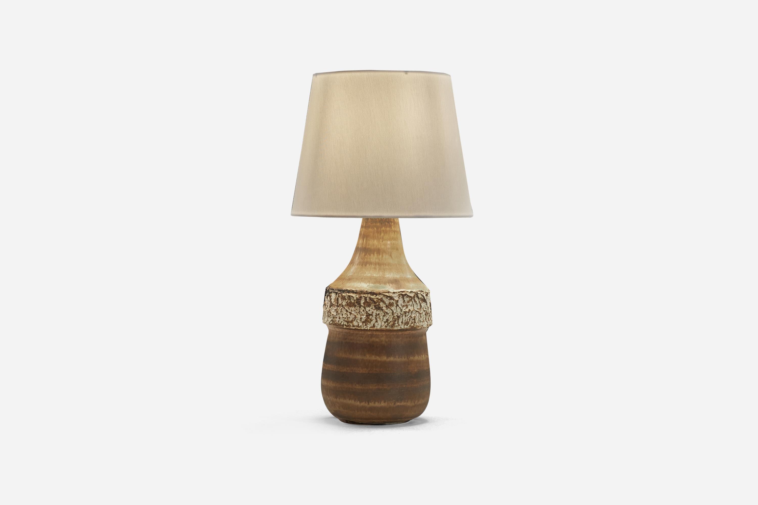 Swedish Bruno Karlsson, Table Lamp, Brown-Glazed Stoneware, Studio Ego, Sweden, 1960s For Sale