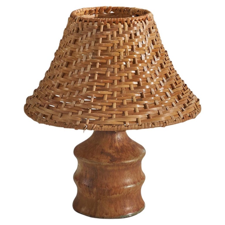 Bruno Karlsson, Table Lamp, Glazed Stoneware, Rattan, Studio Ego ...