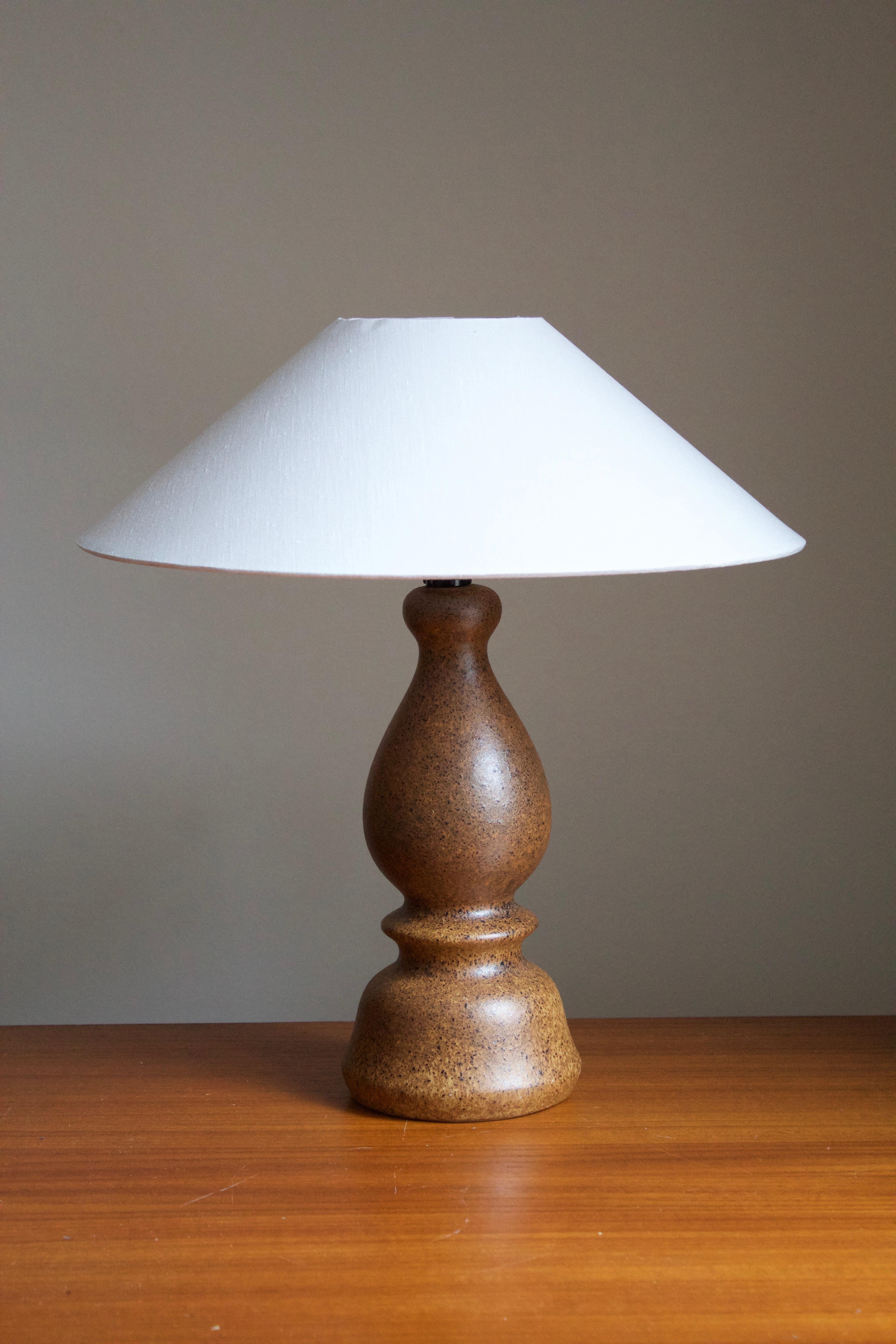 A stoneware table lamp, executed by Bruno Karlsson. In his Studio, called 