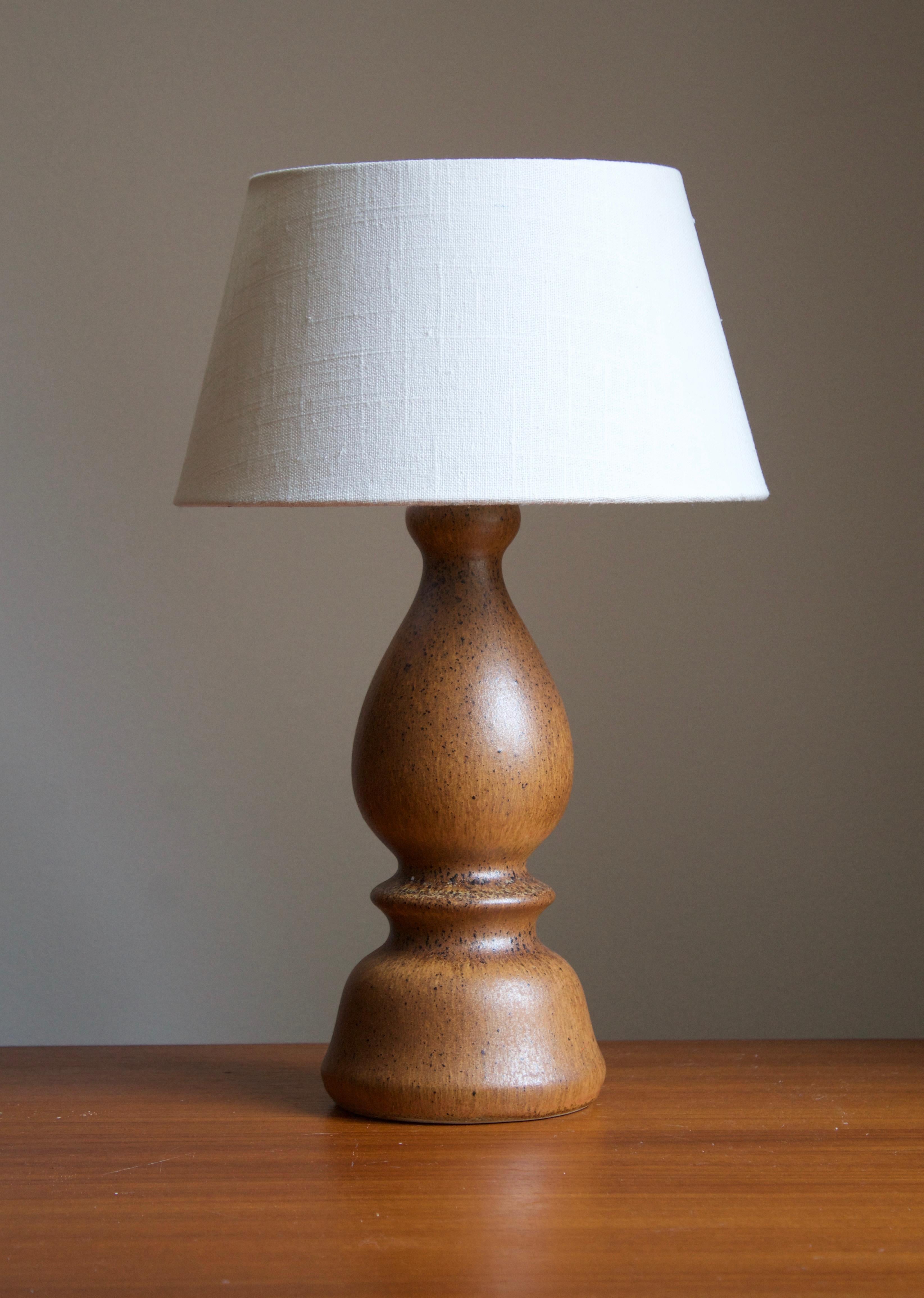 A stoneware table lamp, executed by Bruno Karlsson. In his Studio, called 