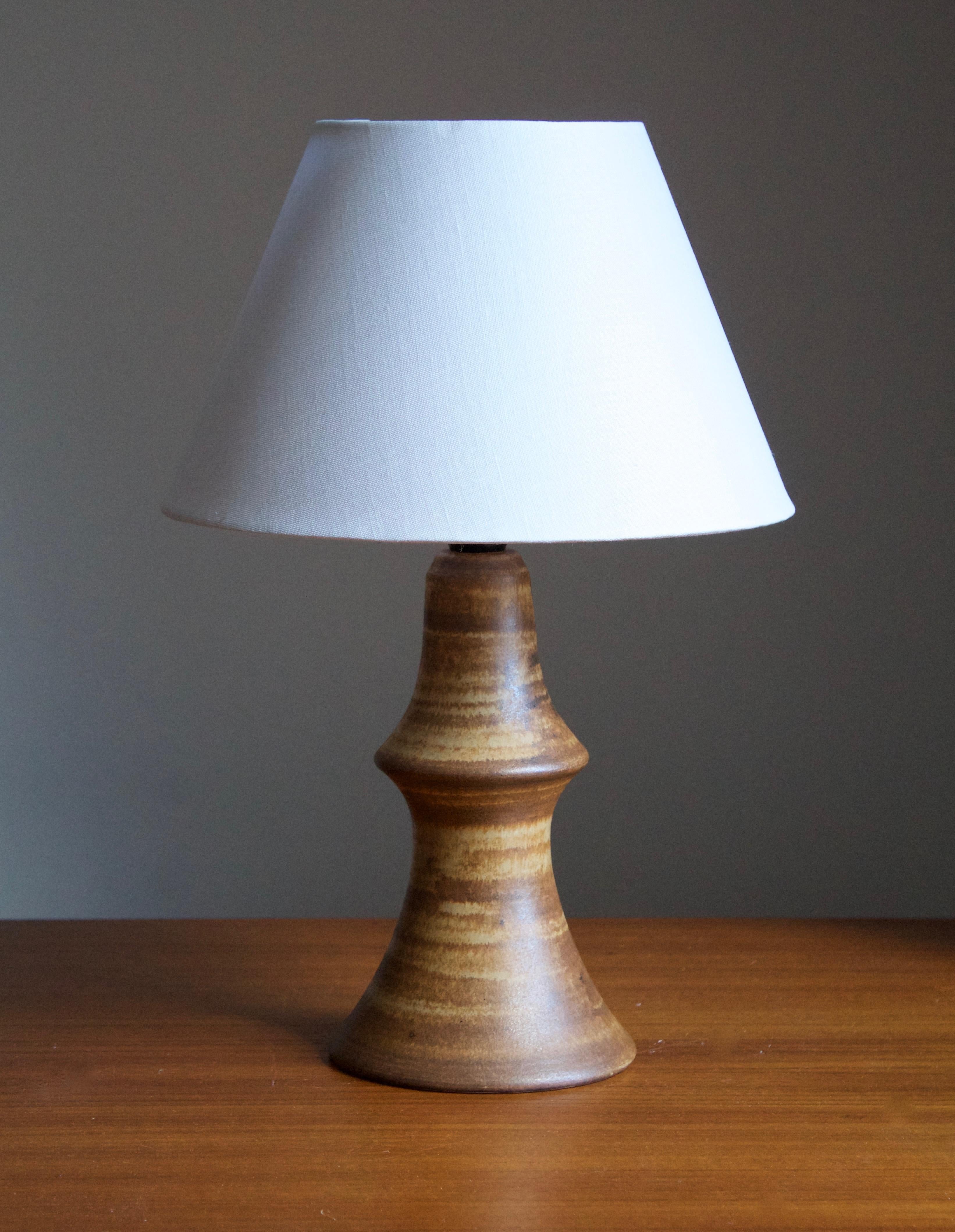 A stoneware table lamp, executed by Bruno Karlsson. In his Studio, called 