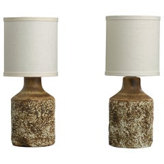 Bruno Karlsson, Table Lamps, Stoneware, Fabric, Sweden, 1960s