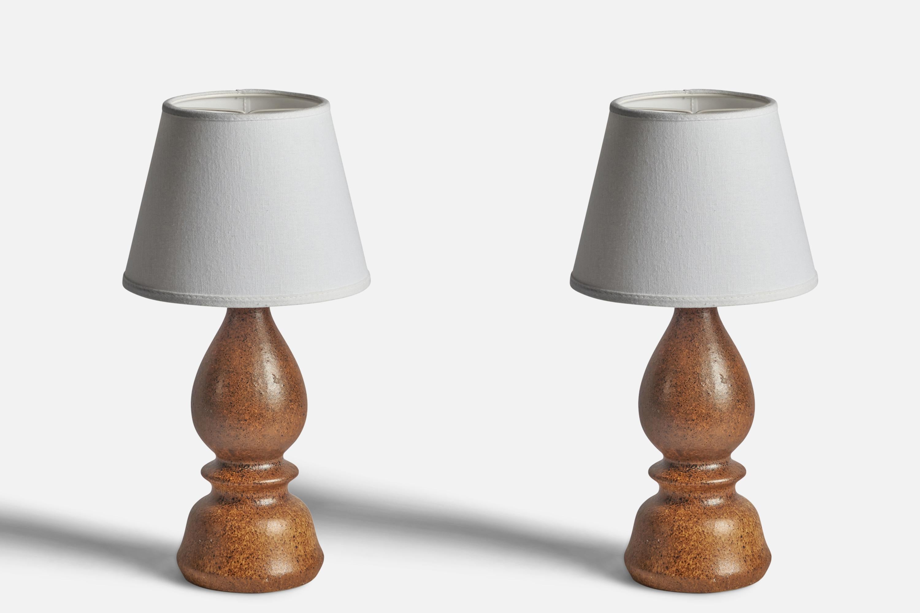 Mid-Century Modern Bruno Karlsson, Table Lamps, Stoneware, Sweden, 1960s For Sale