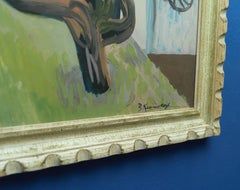 Bruno Krauskopf, 1892-1960, Stadtszene mit Bäumen, Gouache auf Papiergemälde