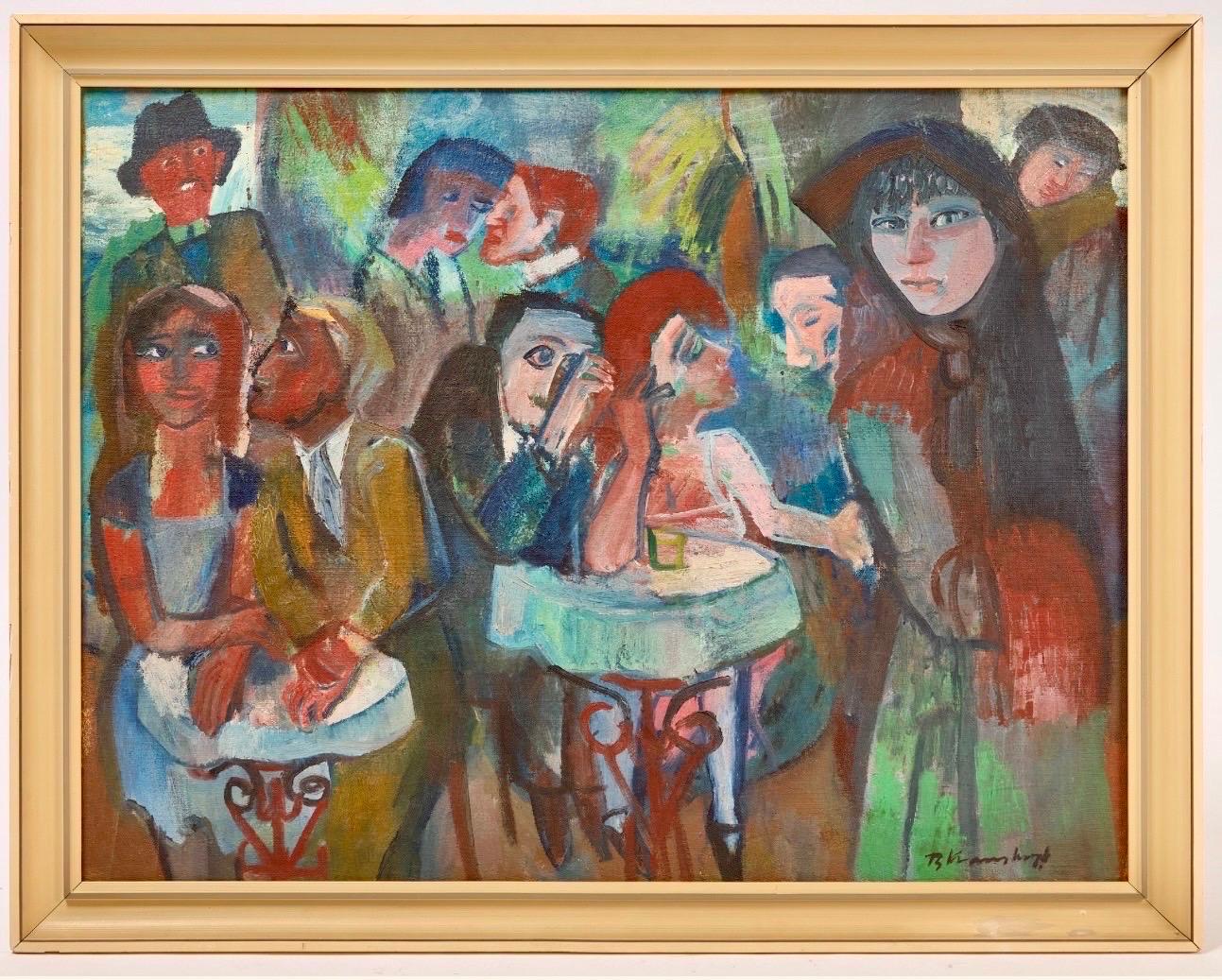 Bruno Krauskopf (Germany, 1892-1960)
Outdoor Restaurant Bar Cafe Scene
Oil on canvas
Dimensions: Frame: H 34 in W 44 in. Canvas: H 30-1/2 in. W 40 in.
Hand signed B Krauskopf lower right
Provenance: Gift of the artist to owners father.  Sold in