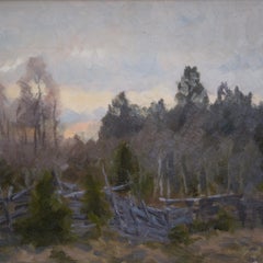 Paysage de printemps avec clôture, Uppland