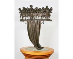 Bruno Lucchesi Bronze Procession Sculpture Group of Women and Children on a Balc