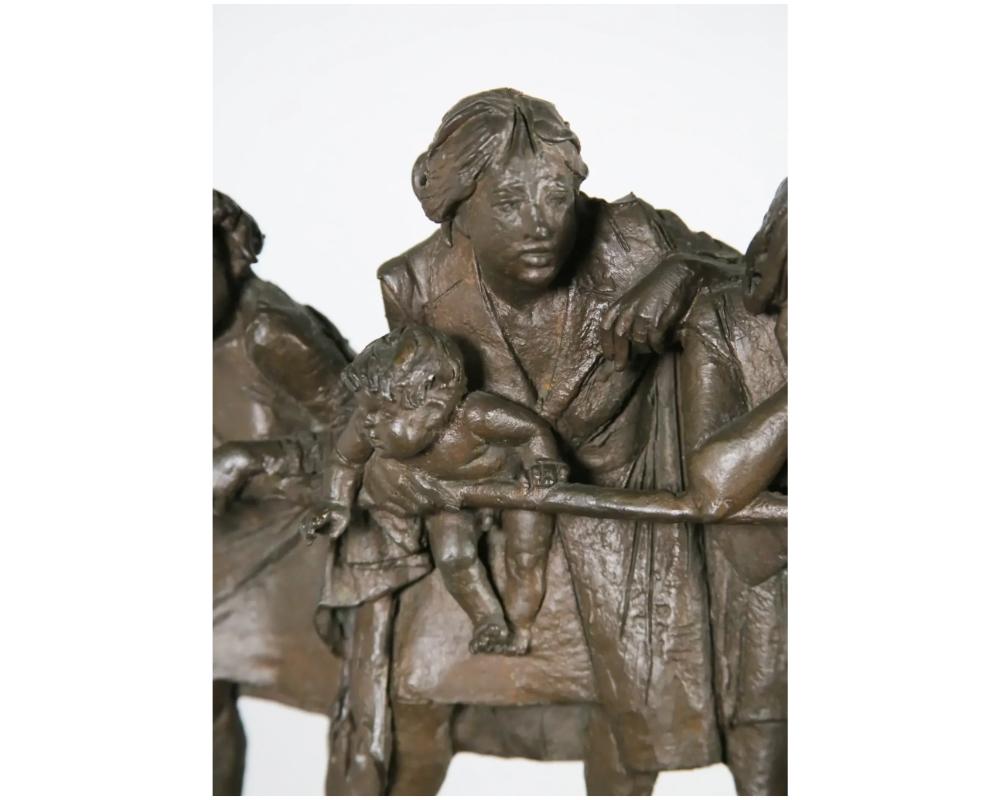 Bruno Lucchesi Bronze Procession Sculpture Group of Women and Children on a Balc For Sale 2