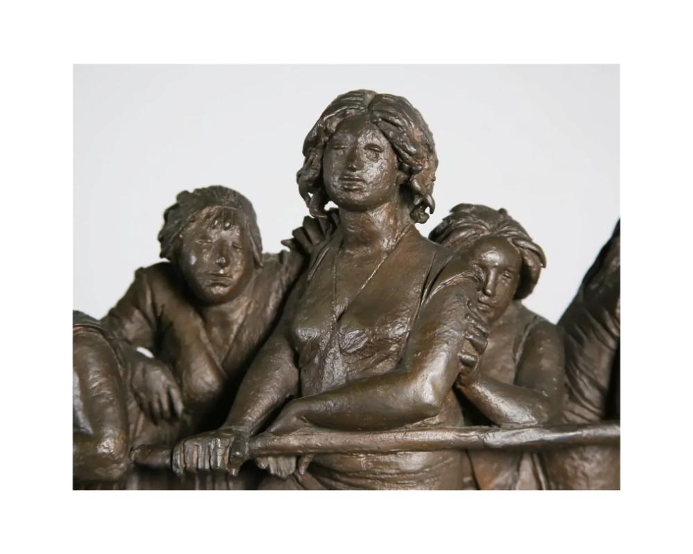 Bruno Lucchesi Bronze Procession Sculpture Group of Women and Children on a Balc For Sale 4