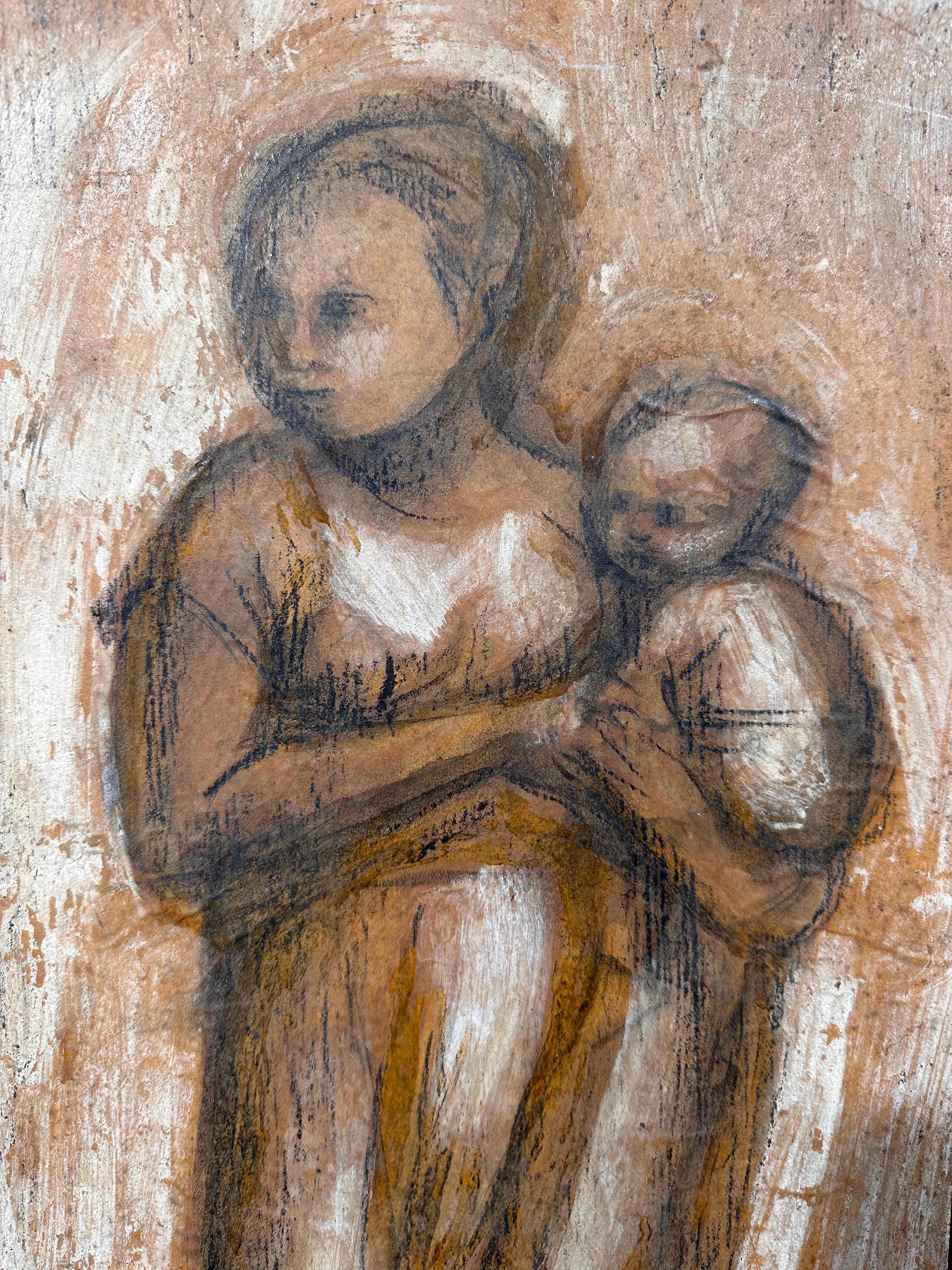 Mother and Child - Painting by Bruno Lucchesi
