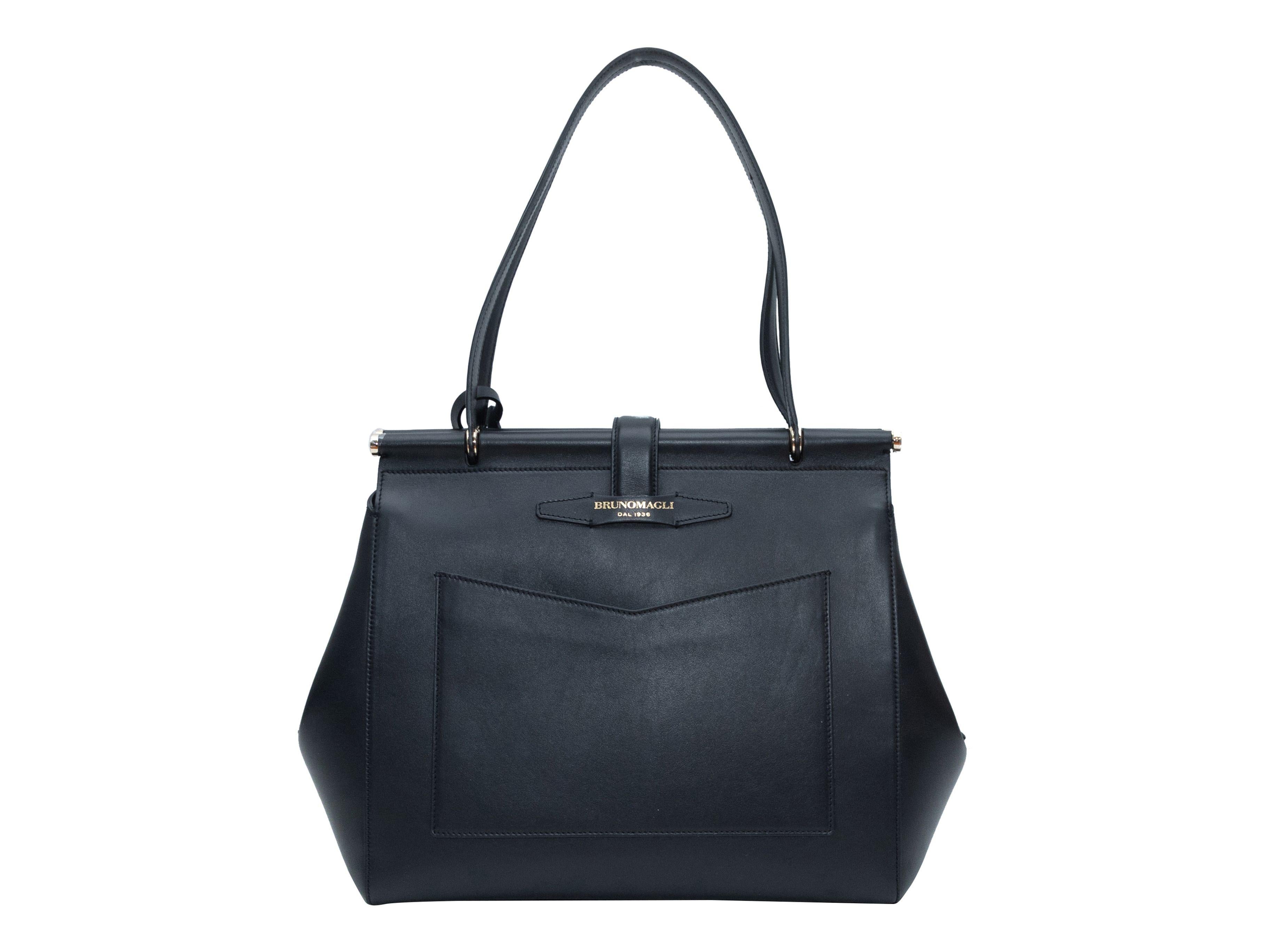 Bruno Magli Black Leather Double Dowel Bag 4