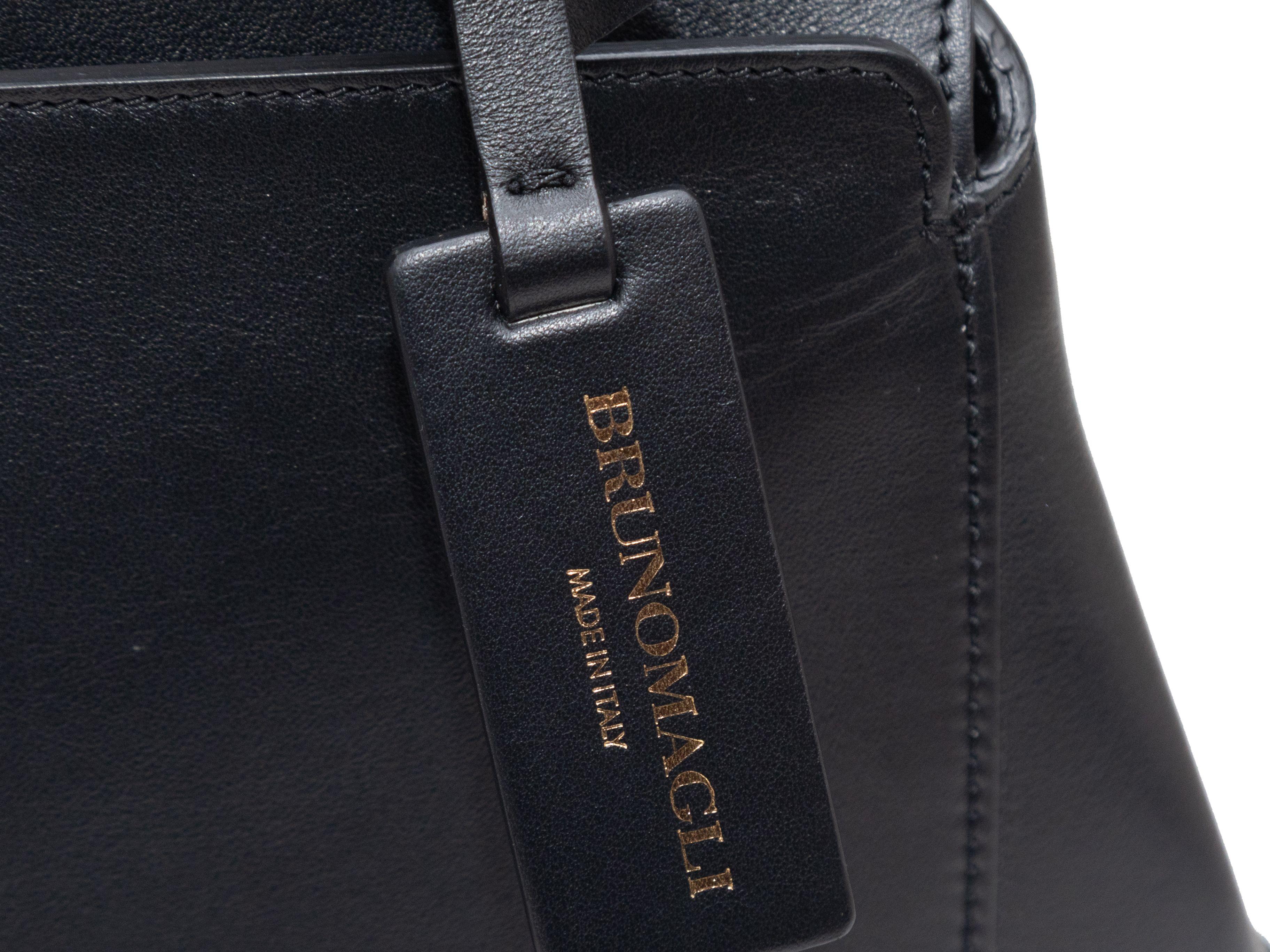 Bruno Magli Black Leather Double Dowel Bag In Good Condition In New York, NY