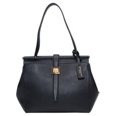 Bruno Magli Black Leather Double Dowel Bag