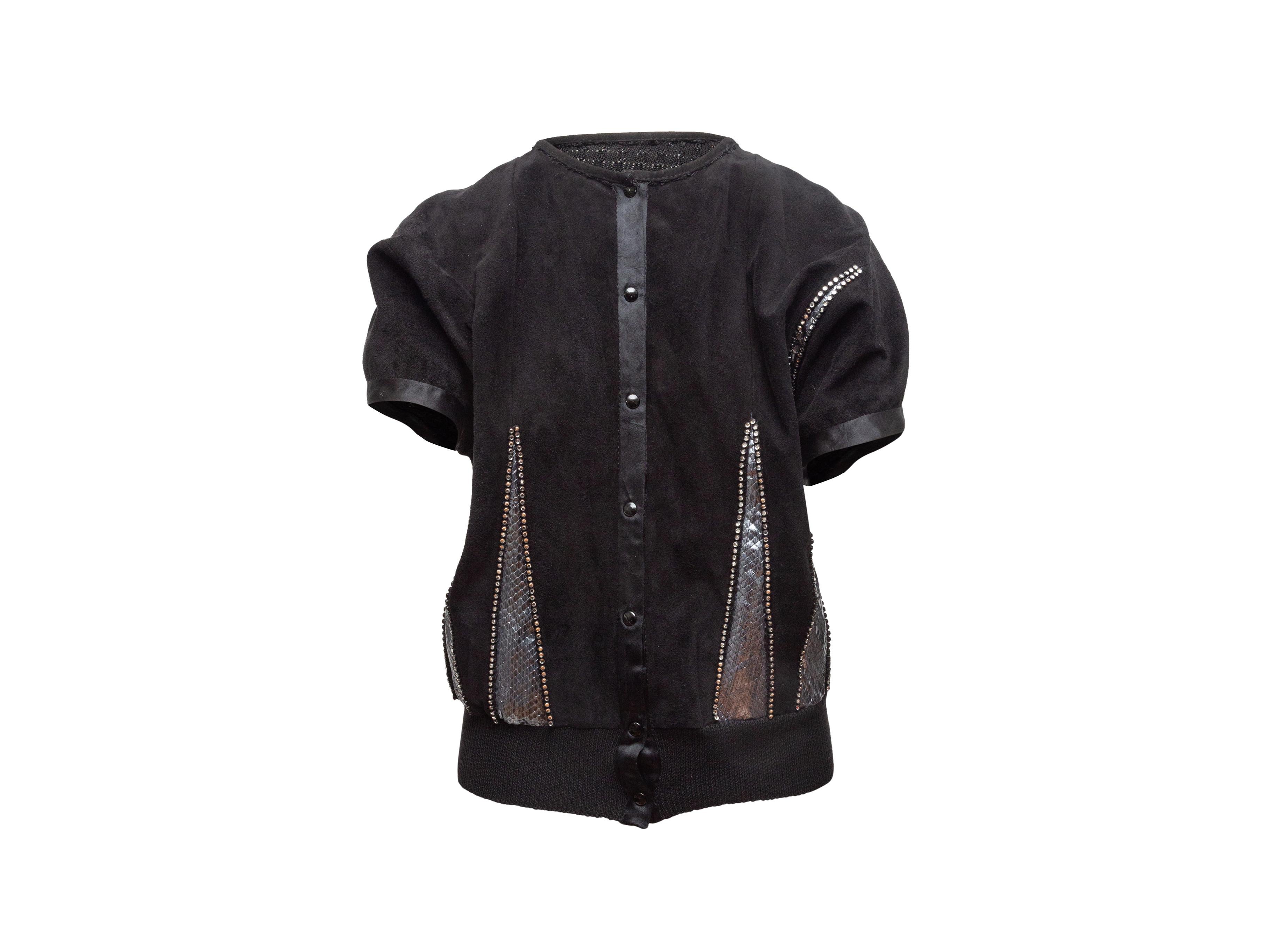 Bruno Magli Black Lurex & Suede Short Sleeve Jacket 1