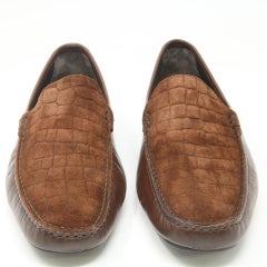 Bruno Magli - Mocassins marron Signature en croco gaufré - Chaussures à glissière formelles