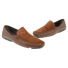 Bruno Magli Brown Signature Croc Embossed Moccasins Loafers Slip on Formal Shoes