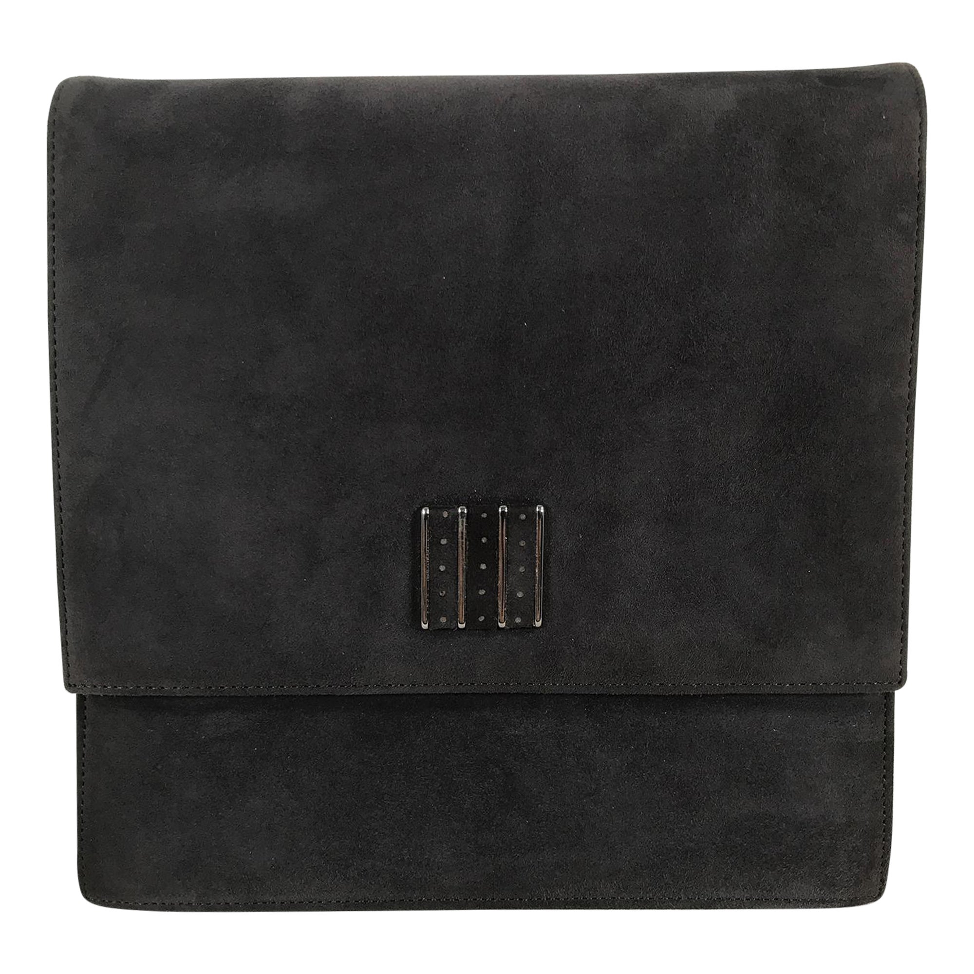 Bruno Bruno Magli Grau Wildleder & Leder Klappe Front Cross Body oder Clutch Handtasche