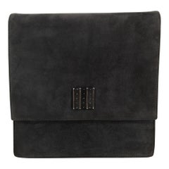 Bruno Magli Grey Suede & Leather Flap Front Cross Body or Clutch Handbag