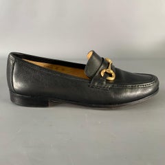 BRUNO MAGLI Size 10 Black Gold Leather Loafers