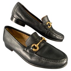 BRUNO MAGLI Size 10 Black Gold Leather Loafers