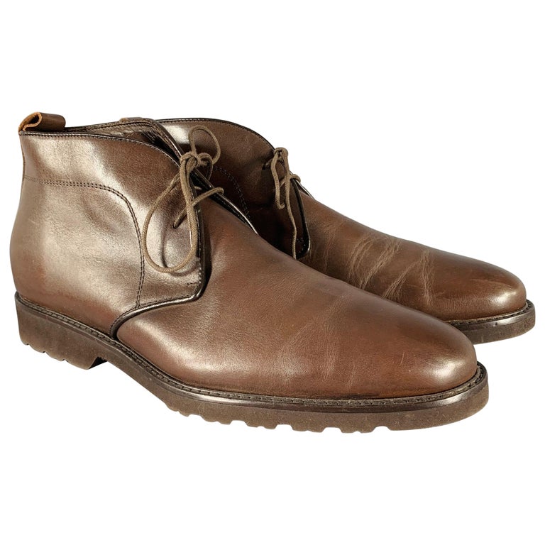 Bruno Magli Size 10 Brown Leather Lace-Up Ankle Boots